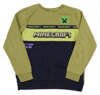 Khaki-limetovo-tmavomodrá mikina s potiskem - Minecraft