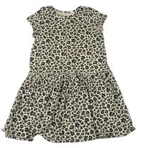 Béžovo-černé bavlněné šaty s leopardím vzorem H&M