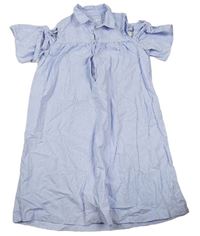 Modro-bílé pruhované plátěné šaty s volnými rameny Reserved