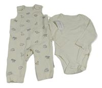2set - Bílé body + laclové tepláky se zvířátky M&S