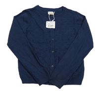 Nové - Tmavomodrý vzorovaný propínací svetr s nopky Sfera 