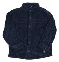 Tmavomodrá manšestrová košilová bunda Tu