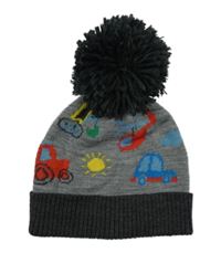 Šedo-tmavošedá pletená čepice s auty George 