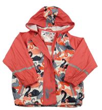 Bílo-růžová nepromokavá bunda s labutěmi a kapucí Lupilu