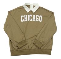 Béžová mikina s nápisem a límečkem Shein