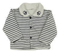 Bílo-tmavomodrá pruhovaná propínací mikina s límečkem a slony