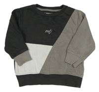 Tmavošedo-šedo-bílá oversize mikina s nápisem Next