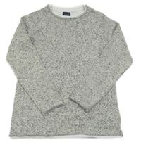 Tmavomodro-bílý melírovaný vlněný svetr Next