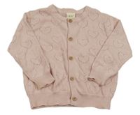 Světlerůžový propínací svetr s dirkovaným vzorem Alana