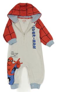 Bílo-červená tepláková kombinéza se Spidermanem a kapucí Marvel