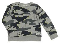 Šedo-tmavošedo-limetková army mikina Name it