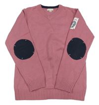 Růžový svetr s nápisem a náloketníky Vertbaudet 