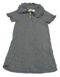 Šedé úpletové šaty s límečkem H&M