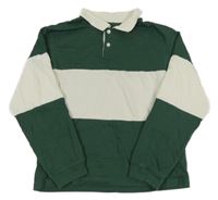Tmavozeleno-bílé pruhované polo triko H&M