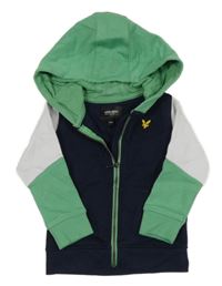 Tmavomodro-bílo-zelená propínací mikina s kapucí Lyle&Scott