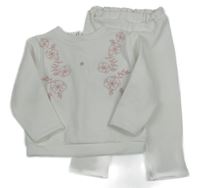 2set - Bílá mikina s květy + tepláky Patachou