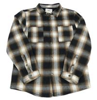 Černo-béžovo-bílá kostkovaná zateplená košilová bunda C&A