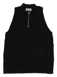 Černý žebrovaný úpletový top se zipem H&M