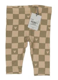 Nové - Béžovo-broskvové kostkované žebrované legíny se srdíčky Tu