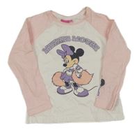 Bílo-světlerůžové triko s Minnií Disney