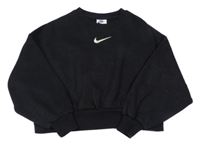 Černá třpytivá crop oversize mikina s logem Nike