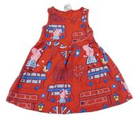 Červené šaty s Peppa Pig a obrázky - Londýn 