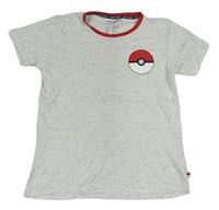 Světlešedo-červené melírované tričko se znakem - Pokémon PRIMARK
