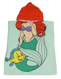 Mátovo-červená froté pončo osuška s Ariel a kapucí Disney