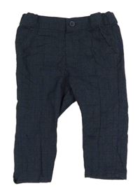 Tmavomodro/šedo-černé kostkované vzorované chino slavnostní kalhoty H&M
