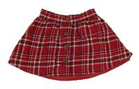 Červeno-vínovo-bílá kostkovaná sukně s knoflíky Nutmeg