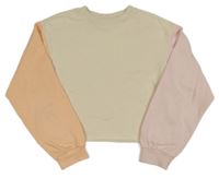 Smetanovo-meruňkovo-světlerůžová crop mikina H&M