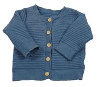 Modro/tmavomodrý žebrovaný propínací svetr SHEIN