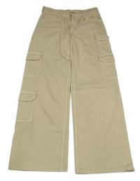 Světlebéžové cargo wide leg waist rifle H&M