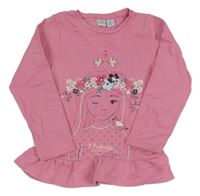 Růžová tepláková tunika s dívkou 