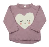 Starofialový pletený svetr se srdíčkem C&A