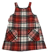 Červeno-černo-bílé kostkované vlněné šaty Tu