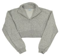 Šedá melírovaná crop mikina PRIMARK
