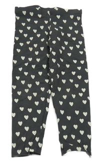 Tmavošedé legíny s bílými srdíčky Matalan