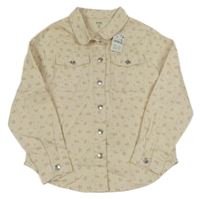 Nové - smetanová riflová košilová bunda s kytičkami a límečkem KIABI