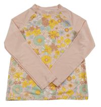 Světlerůžové UV triko s květy H&M