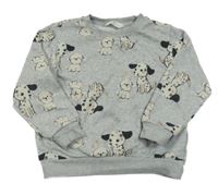 Šedá melírovaná mikina s pejsky a srdíčky H&M