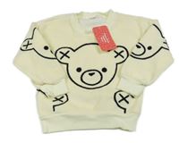 Nové - smetanová plyšová teplá oversize mikina s medvídkem PatPat