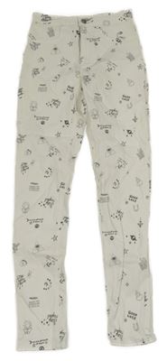 Bílé skinny rifle s nápisy a obrázky H&M