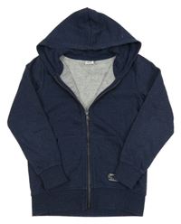 Tmavomodrá melírovaná propínací mikina s nášivkou a kapucí Chapter Young