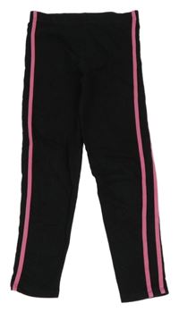 Černé legíny s růžovými pruhy George