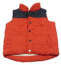 Červeno-tmavomodrá prošívaná šusťáková zateplená vesta heatons