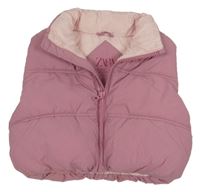 Starorůžová prošívaná šusťáková zateplená crop vesta ZARA