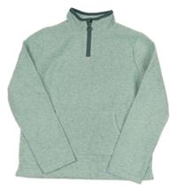 Mentolová melírovaná fleecová mikina s kapsou YIGGA