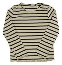 Smetanovo-černé pruhované žebrované triko Kiki&Koko