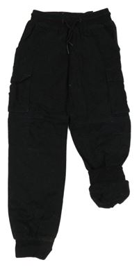 Černé cargo cuff plátěné podšité kalhoty s úpletovým pasem Chapter young